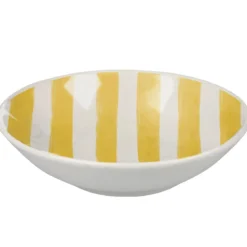 ASSIETTE A SOUPE GRES DECOREE FORME COUPE JAUNE 20CM