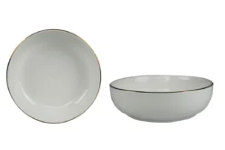ASSIETTE CREUSE BORD DORE PORCELAINE 15.2CM