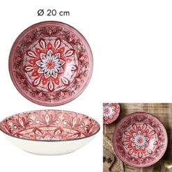 ASSIETTE CREUSE JAIPUR ROUGE D.20CM