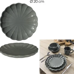 ASSIETTE DESSERT CALISTA GRIS D20CM