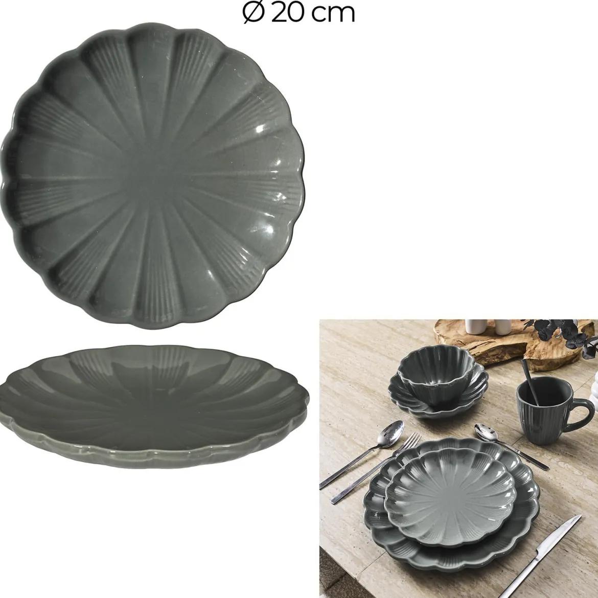 ASSIETTE DESSERT CALISTA GRIS D20CM
