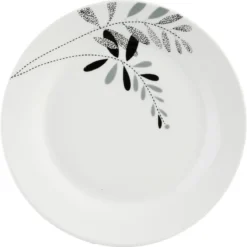 ASSIETTE DESSERT FLORAL GRIS 19CM
