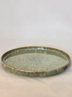 ASSIETTE DESSERT VERT PORCELAINE EMAIL REACTIF 20CM