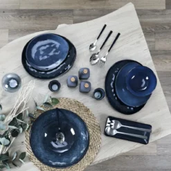 ASSIETTE GALET 22X18CM AU GRES DU TEMPS BLEU