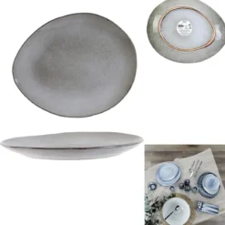 ASSIETTE GALET 22X18CM AU GRES DU TEMPS GRIS