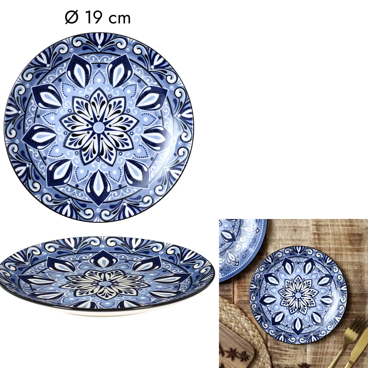 ASSIETTE JAIPUR BLEUE D.19CM