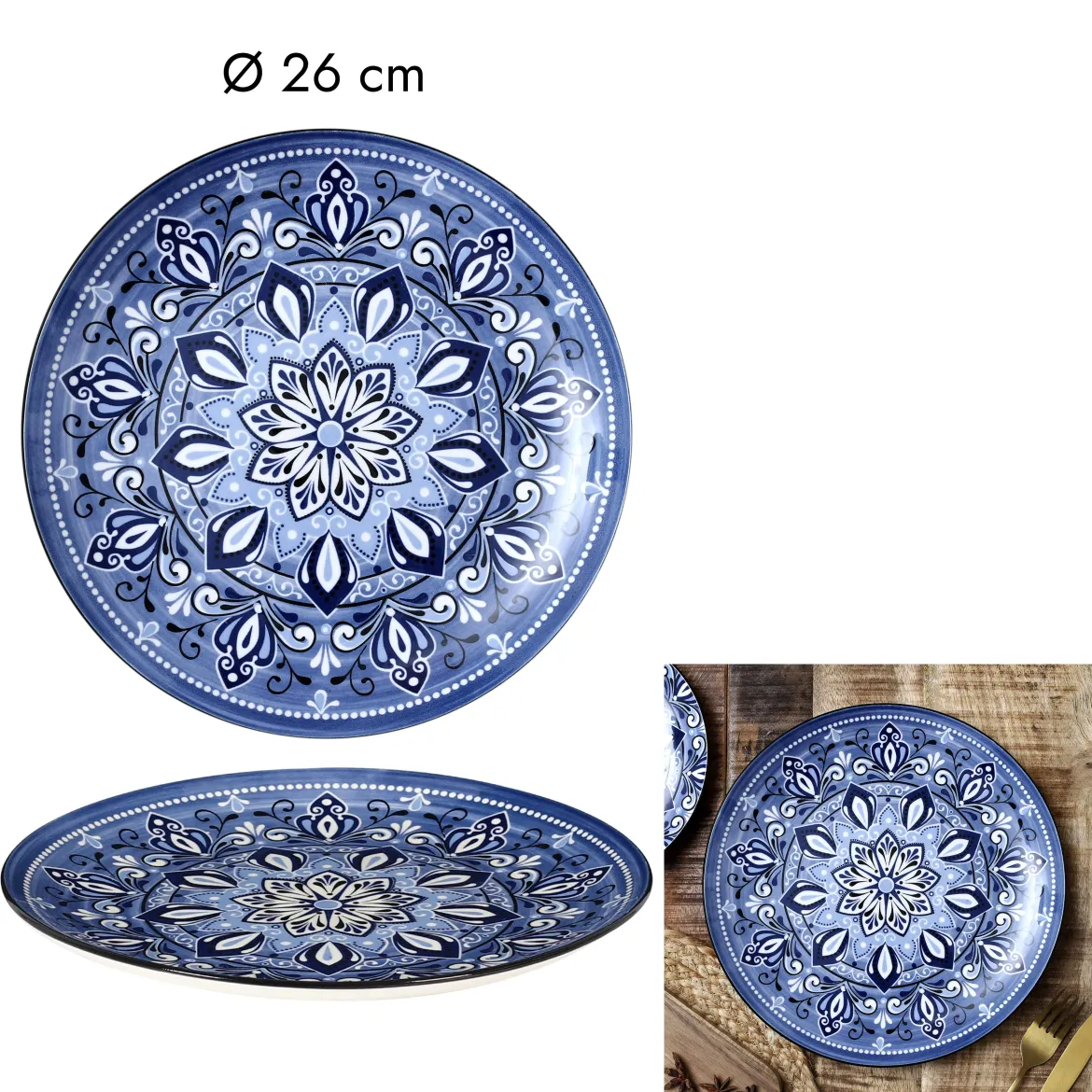 ASSIETTE JAIPUR BLEUE D.26CM