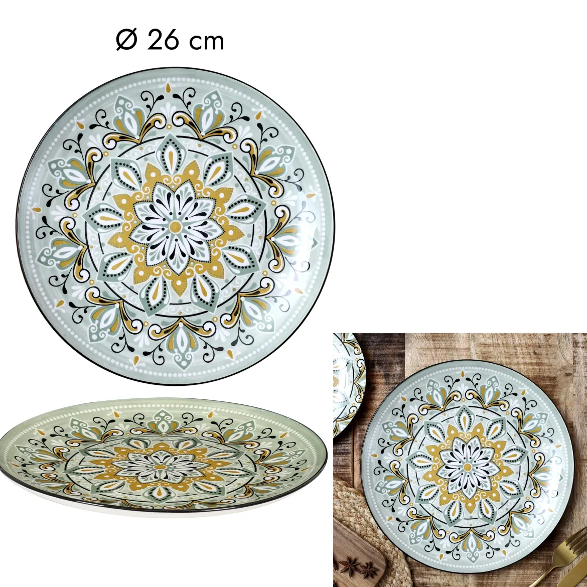 ASSIETTE JAIPUR VERTE D.26CM