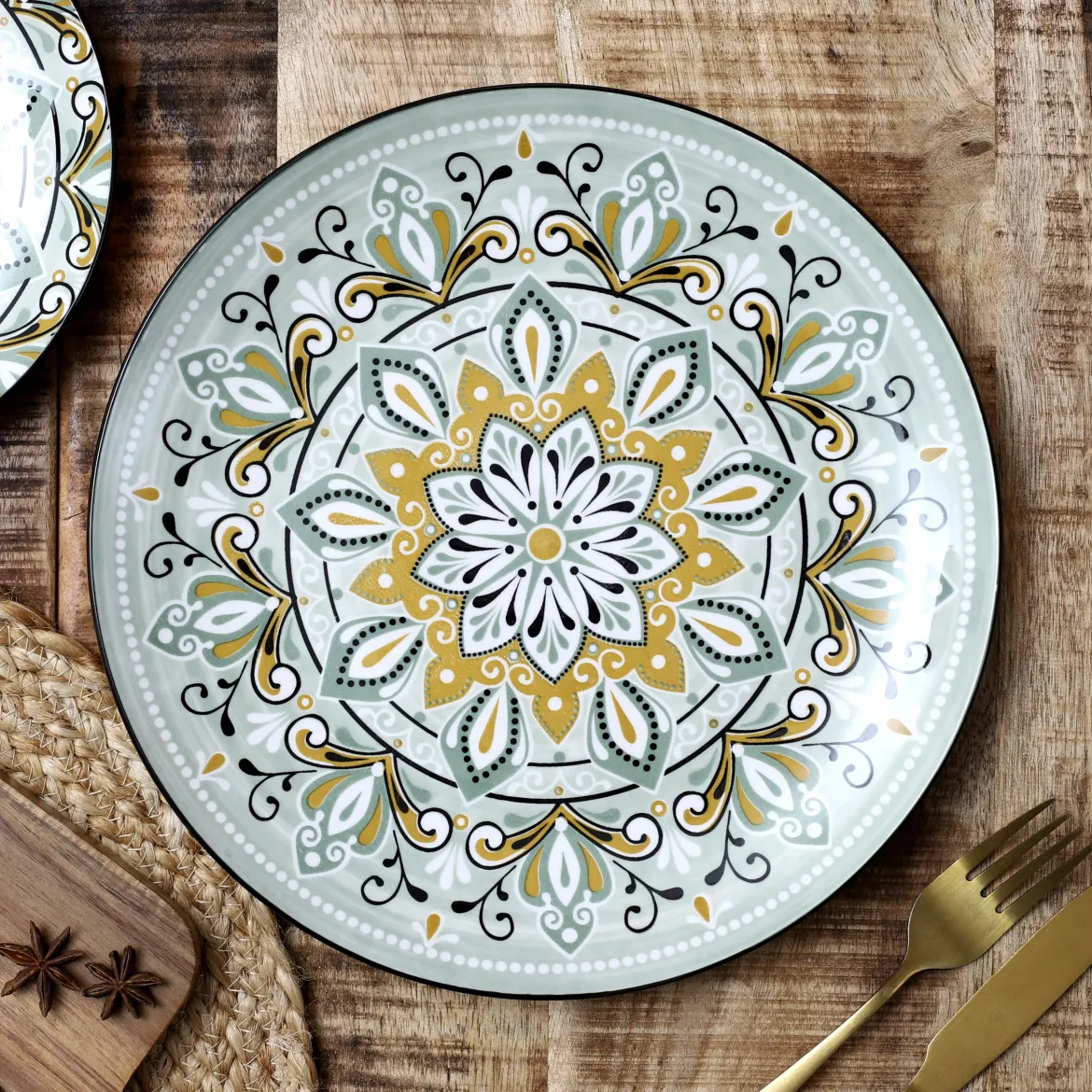 ASSIETTE JAIPUR VERTE D.26CM