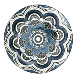 ASSIETTE MANDALA BLEU D.26CM