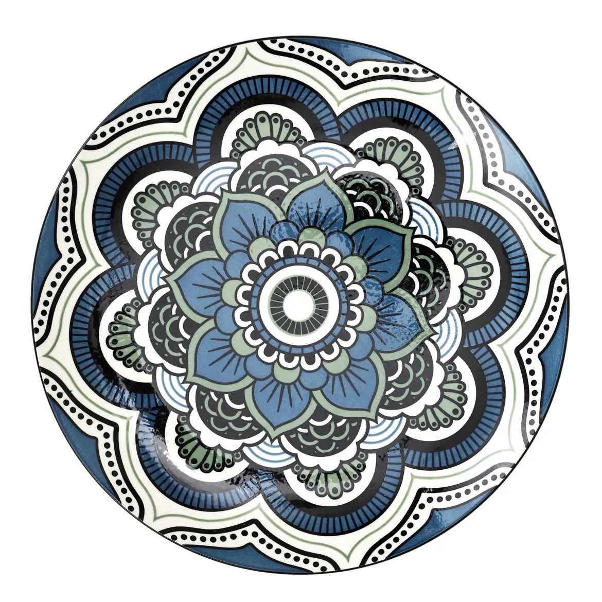 ASSIETTE MANDALA BLEU D.26CM