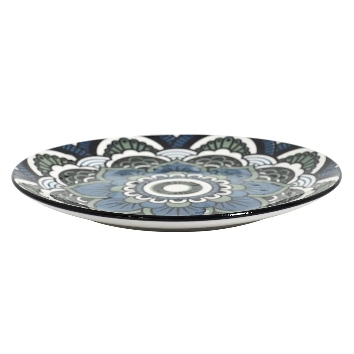 ASSIETTE MANDALA BLEU D.19CM