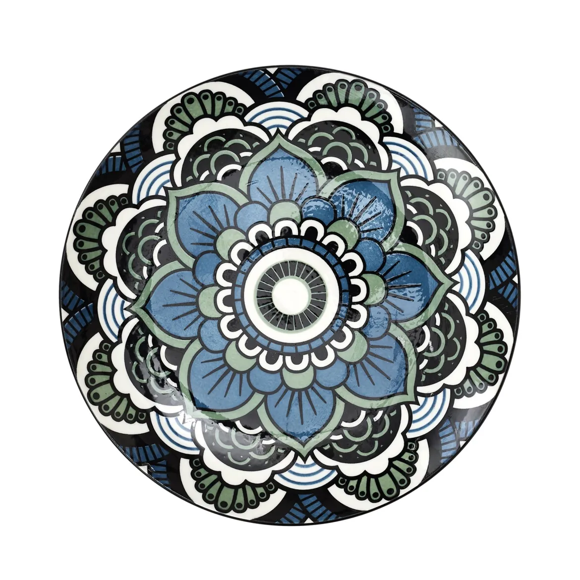 ASSIETTE MANDALA BLEU D.19CM