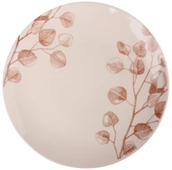ASSIETTE PLATE BRANCHE GRES DECOREE FORME COUPE 26CM