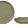 ASSIETTE PLATE NATURAL 25CM VERT TILLEUL GRES