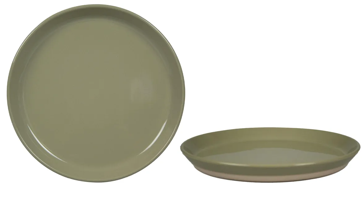 ASSIETTE PLATE NATURAL 25CM VERT TILLEUL GRES
