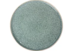 ASSIETTE PLATE PORCELAINE EMAIL REACTIF BLEU BLANC MAT 25CM
