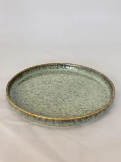ASSIETTE PLATE VERT PORCELAINE EMAIL REACTIF 24.5CM