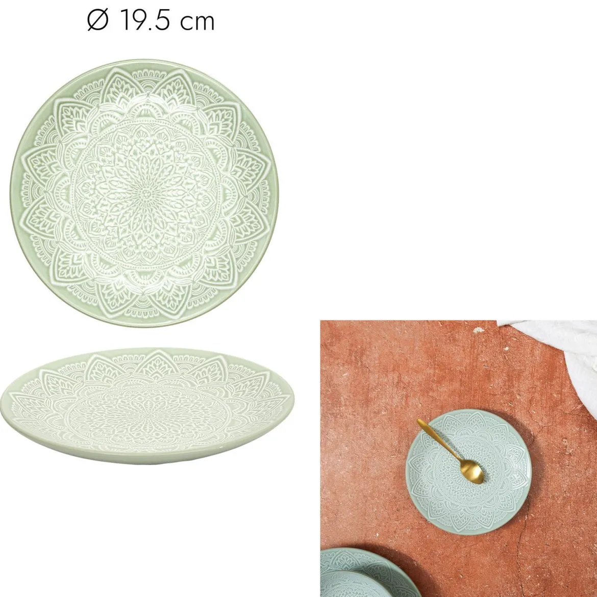 ASSIETTE SAHARA VERT D.19.5CM