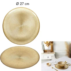 ASSIETTE VERRE DOREE D.27CM