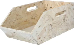 BAC DE RANGEMENT TRAPEZE EMPILABLE OSB D.27X17.5X12.5CM