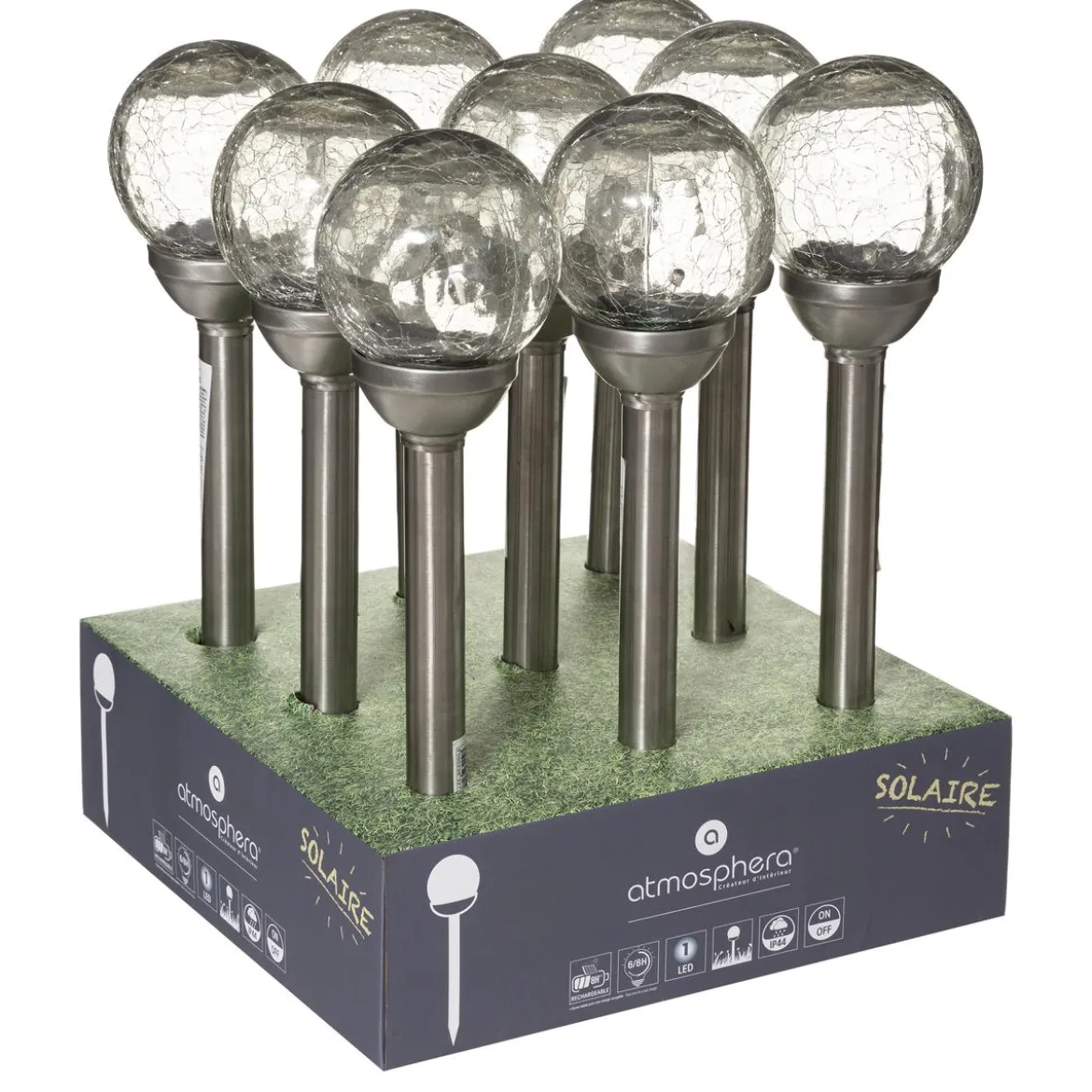 BALISE SOLAIRE INOX ET VERRE NARA H.44.5CM