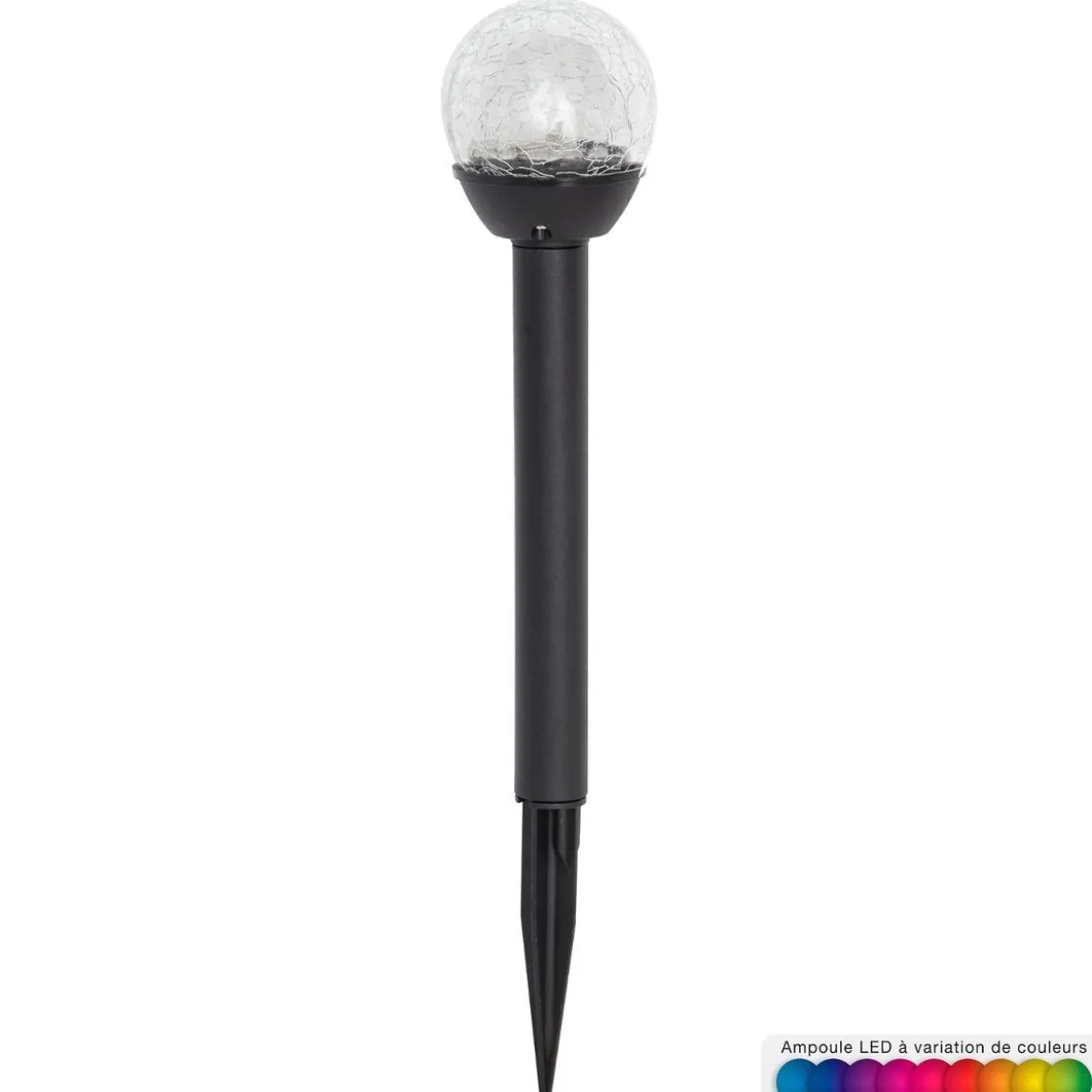BALISE SOLAIRE VERRE LUMIERE MULTICOLORE H.32CM
