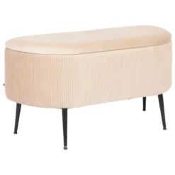 BANC COFFRE VELOURS SOLARO BEIGE D.100X40CM