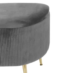 BANC COFFRE VELOURS SOLARO GRIS D.100X40CM