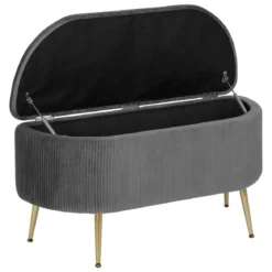BANC COFFRE VELOURS SOLARO GRIS D.100X40CM