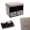 BANC PLIABLE TIROIR X2 VELOURS A MOTIF GRIS