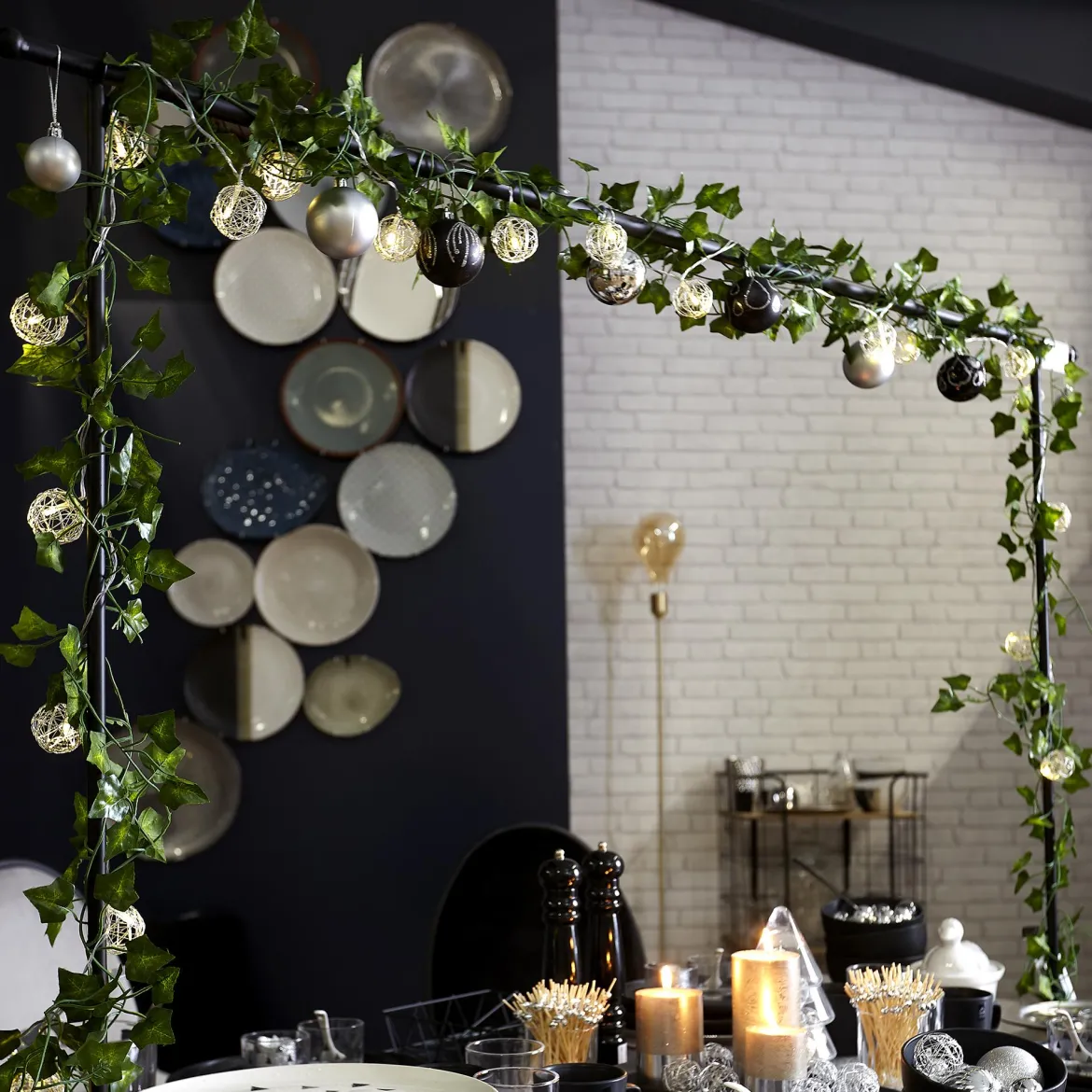 BARRE DECO DE TABLE AJUSTBLE NOIR