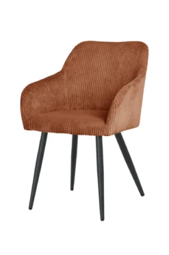 BETTY FAUTEUIL VELOURS TERRACOTA PIEDS NOIR