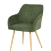 BETTY FAUTEUIL VELOURS VERT PIEDS BOIS