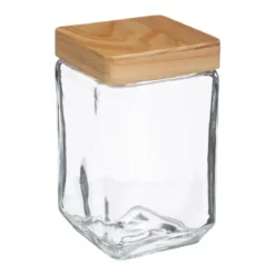 BOCAL CARRE VERRE ET PIN 1.25L