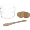 BOCAL VERRE X4 PIECES AVEC SUPPORT BAMBOU