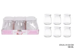 6 BOCAUX VERRE POTS A YAOURT 180ML