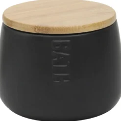 BOITE A COTON DOLOMITE RONDE BATH NOIR BAMBOU