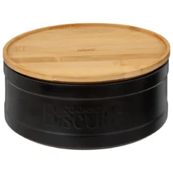 BOITE A BISCUITS NATUREO CERAMIQUE COUVERCLE BAMBOU NOIR