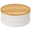 BOITE A BISCUITS NATUREO CERAMIQUE COUVERCLE BAMBOU BLANC