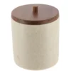 BOITE A COTON POLYRESINE COUVERCLE ACACIA NATUREL ACACIA