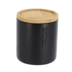BOITE A COTON POLYRESINE COUVERCLE BAMBOU NOIR BAMBOU