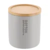 BOITE A COTON POLYRESINE COUVERCLE BAMBOU GRIS CLAIR