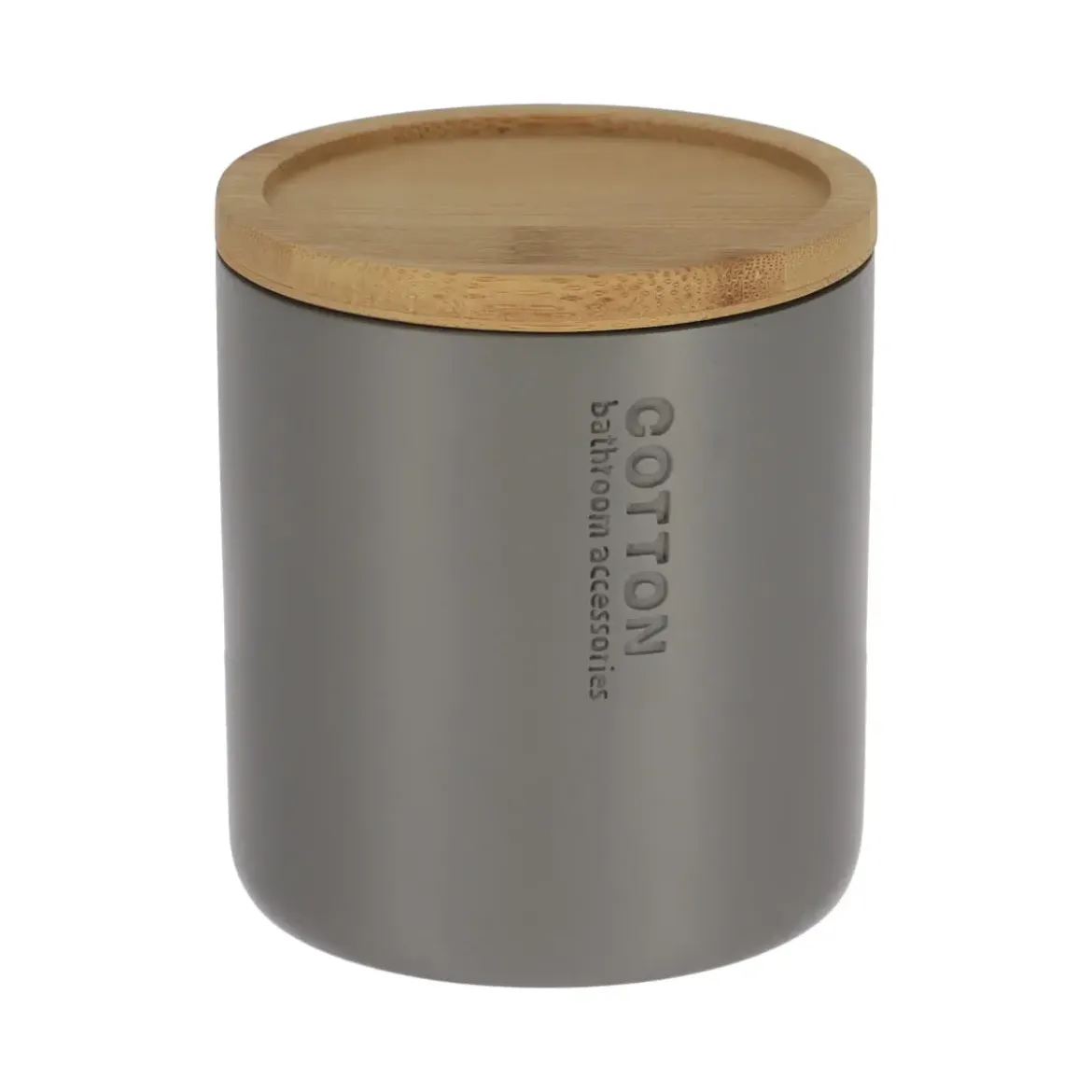 BOITE A COTON POLYRESINE COUVERCLE BAMBOU GRIS BAMBOU