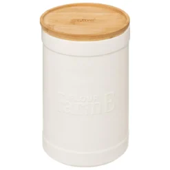 BOITE A FARINE NATUREO CERAMIQUE COUVERCLE BAMBOU BLANC