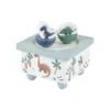 BOITE A MUSIQUE BOIS AVEC ANIMAUX DINO WORLD 10X10X11CM