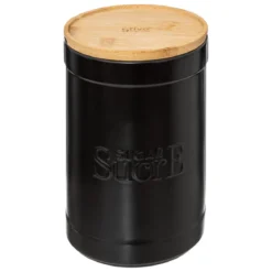 BOITE A SUCRE NATUREO CERAMIQUE COUVERCLE BAMBOU NOIR