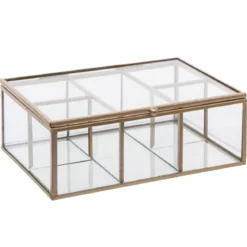 BOITE BIJOU VERRE MOOD DORE L.20CM