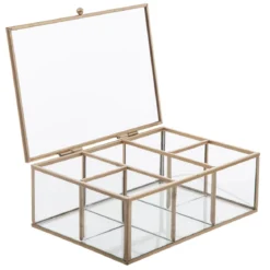 BOITE BIJOU VERRE MOOD DORE L.20CM