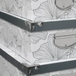 BOITE COIN METAL DELICAT NOIR ET BLANC 44X31X15CM
